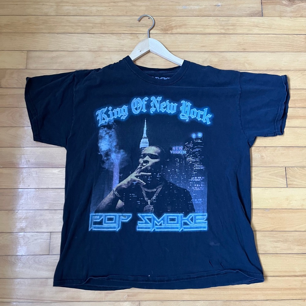 Pop Smoke King of New York Graphic T-Shirt Black XL NYC Rap Tee 2020